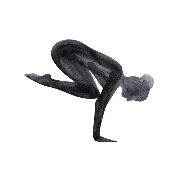 Pose de ioga aquarela. Asana. Estilo de vida saudável e relaxamento . — Fotografia de Stock