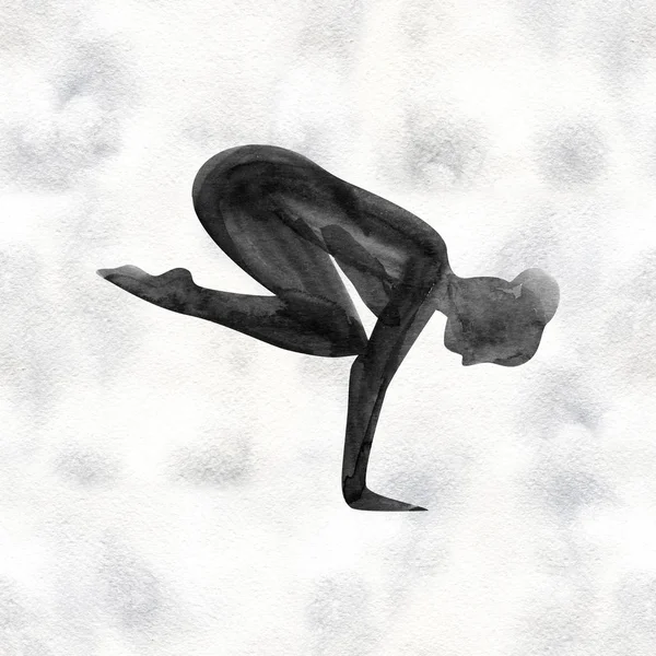 Pose de ioga aquarela. Asana. Estilo de vida saudável e relaxamento . — Fotografia de Stock