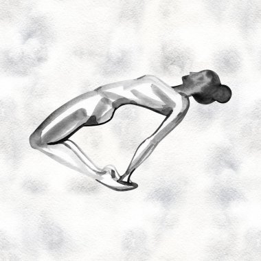 Suluboya Yoga poz. Asana. Sağlıklı yaşam tarzı ve rahatlama.