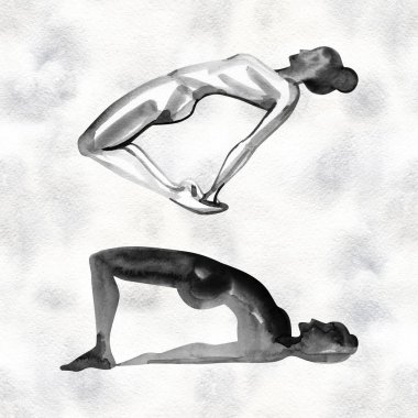 Suluboya Yoga poz. Asana. Sağlıklı yaşam tarzı ve rahatlama.