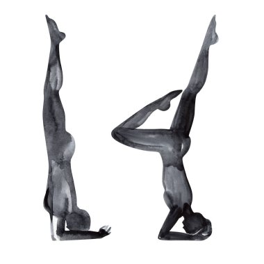 Suluboya Yoga poz. Asana. Sağlıklı yaşam tarzı ve rahatlama.