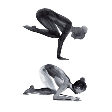 Suluboya Yoga poz. Asana. Sağlıklı yaşam tarzı ve rahatlama.