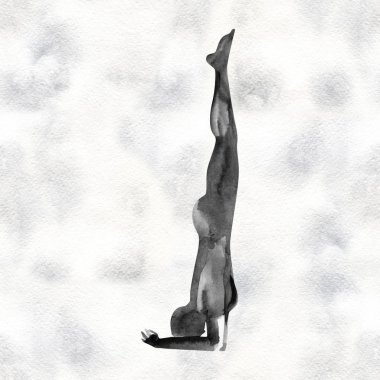 Suluboya Yoga poz. Asana. Sağlıklı yaşam tarzı ve rahatlama.