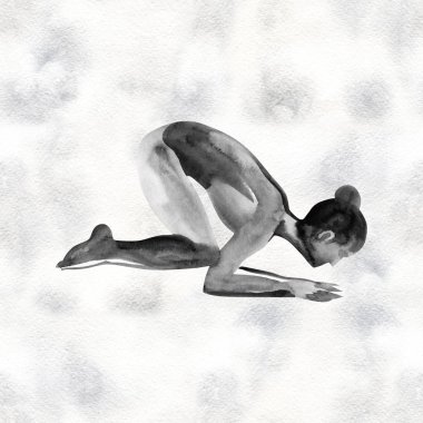 Suluboya Yoga poz. Asana. Sağlıklı yaşam tarzı ve rahatlama.