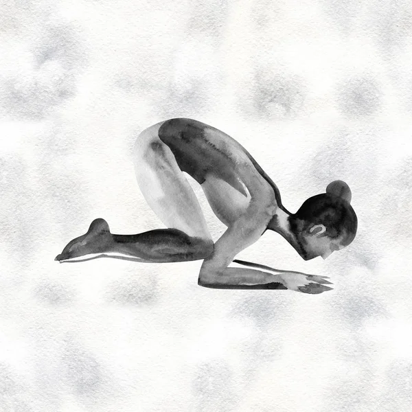 Suluboya Yoga poz. Asana. Sağlıklı yaşam tarzı ve rahatlama.