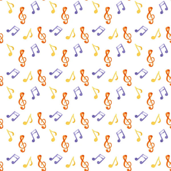 Bezproblémový vzor s ručně kreslenou hudební nástrojem na texturové barvě pozadí. — Stock fotografie