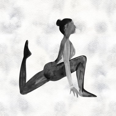 Suluboya Yoga poz. Asana. Sağlıklı yaşam tarzı ve rahatlama.