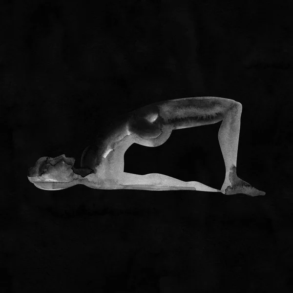 Pose de yoga aquarelle. Asana. Mode de vie sain et détente . — Photo