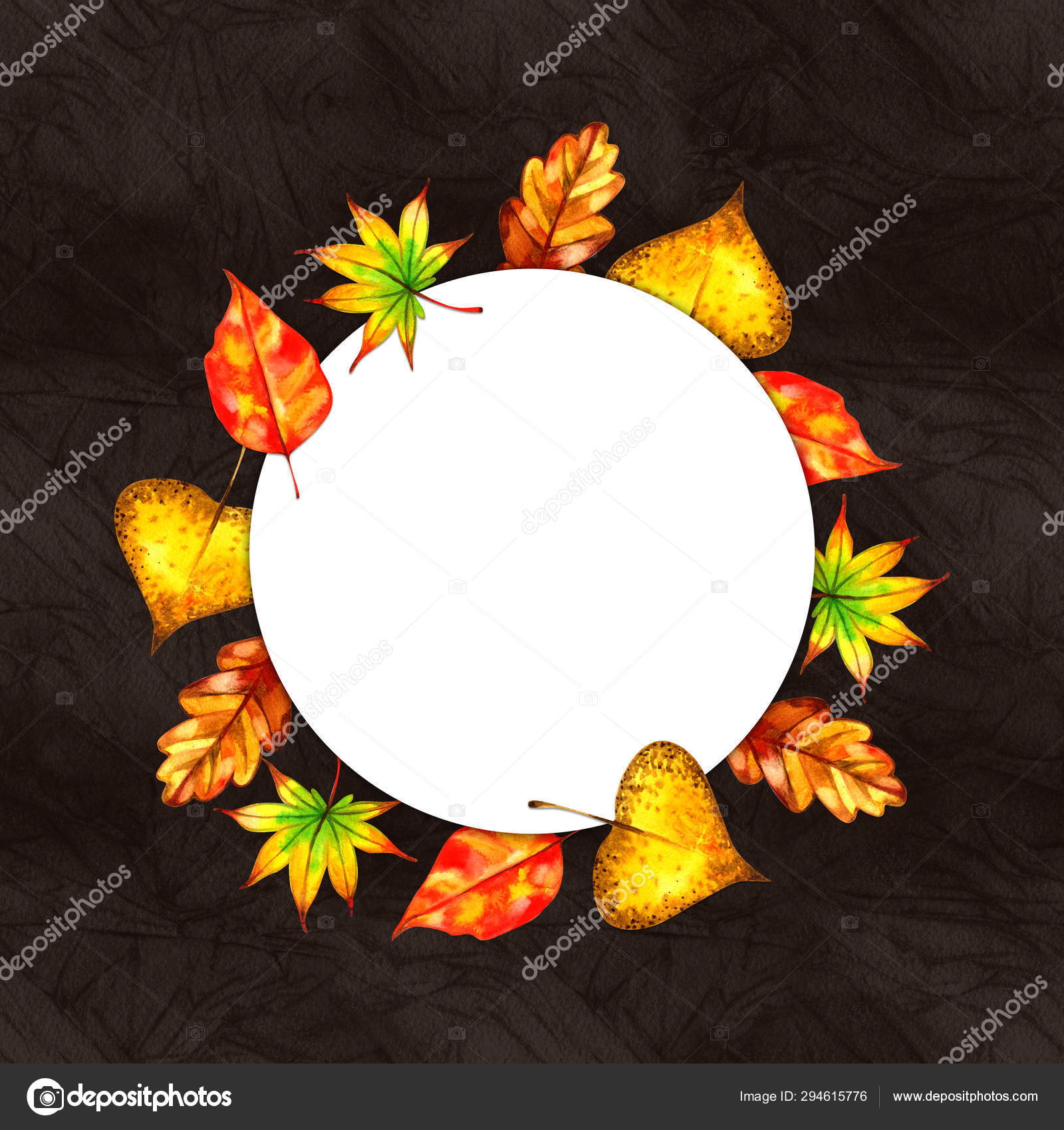 Fall Leaves Autumn Background Warm Color Watercolor Hand Draw