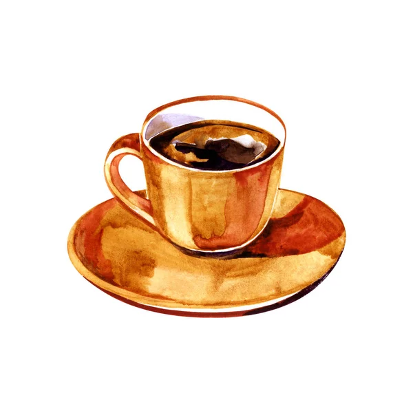 Kopje koffie. Americano. Aquarel illustratie. Perfect voor wenskaarten, huwelijksuitnodigingen, verpakking ontwerp en decoraties. — Stockfoto