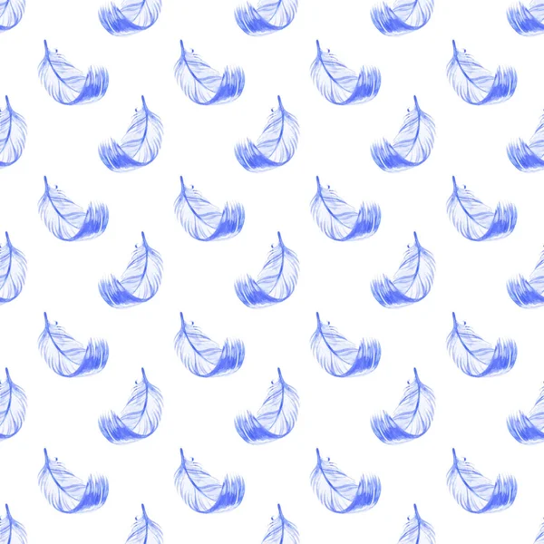 Aquarel vogels veren boho patroon. Naadloze textuur met handgetekende veren. Illustratie voor uw ontwerp. Heldere kleuren. — Stockfoto