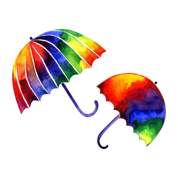 Watercolor rainbow umbrella illustration. Perfect for greeting cards, wedding invitations, packaging design and decorations. — Stock Photo, Image