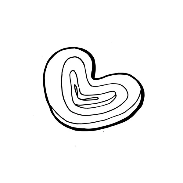 Schets broodje. Roll cake vector pictogram. Card. Heart vorm — Stockvector