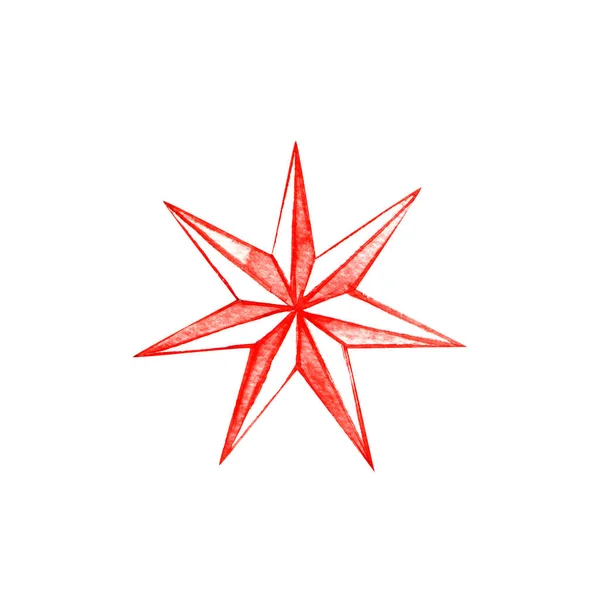 Ένα μεγάλο κόκκινο χριστουγεννιάτικο αστέρι. Εικονογράφηση σε λευκό φόντο — Φωτογραφία Αρχείου