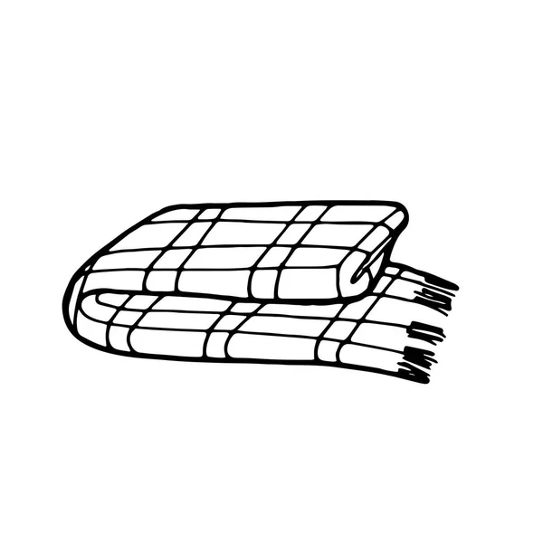 Nappe tissée rayée et à carreaux grunge colorée avec frange isolée — Image vectorielle