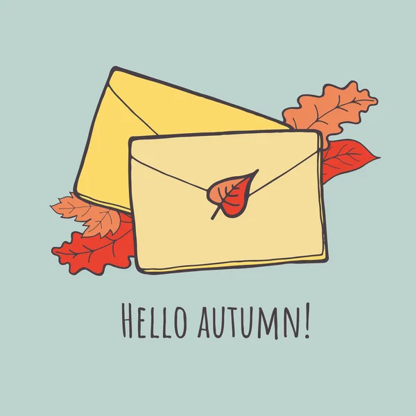 Envelope por correio. Ícone de ilustração vetorial de outono . —  Vetores de Stock