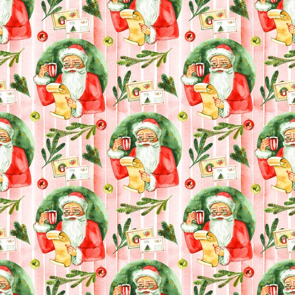 Seamless watercolour background pattern with gift boxes. Christmas presents — Stock Photo, Image