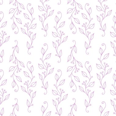 Pembe çilek dalları ile Çiçek Dikişsiz desen doku. Beyaz arka plan. Sprigs ile vektör illüstrasyon. Kumaş veya kağıda baskı için mükemmeldir. Böğürtlen dalı