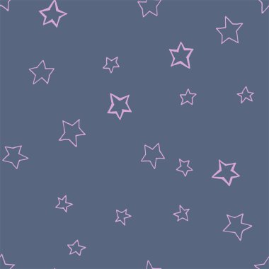 Dağınık yıldız ile Sevimli sorunsuz desen. Tekrarlanan kız izi. Mavi, pembe, beyaz renkler. Vektör çizimi.