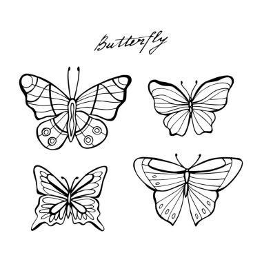 Noktalı, spiralli, üçgenli inanılmaz sinek kelebeği. Vahşi yaşam böceği. Vektör. Düğün davetiyeleri, kartlar, biletler, tebrikler, marka, logo, etiket için yaratıcı bohem konsepti. Siyah beyaz