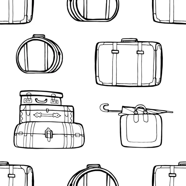 Handgezeichnete Reisetaschen Vektor nahtloses Muster — Stockvektor