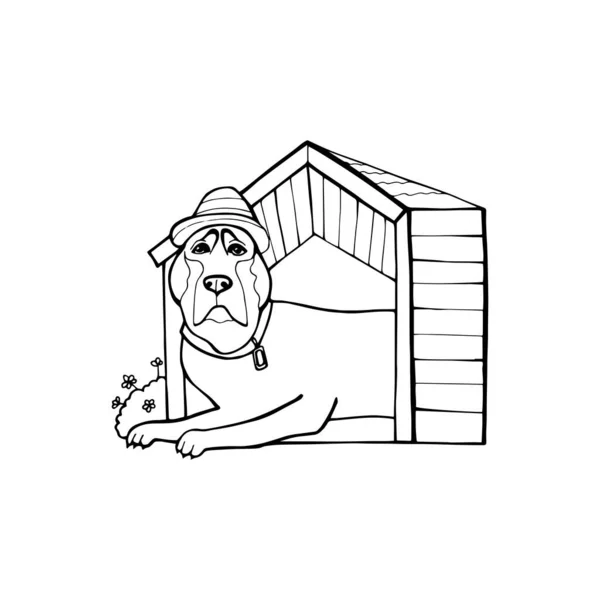 Casa del cane del fumetto, illustrazione del disegno della mano vettoriale . — Vettoriale Stock