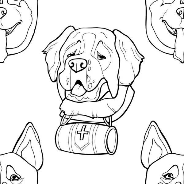 Différents chiens reproduisent des caractères mignons chiot motif sans couture — Image vectorielle