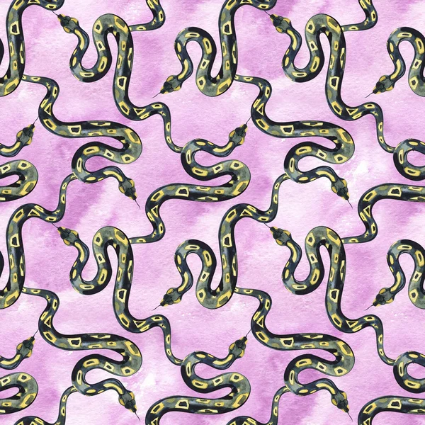 Serpent motif aquarelle, fond aquarelle exotique, fond halloween serpent . — Photo