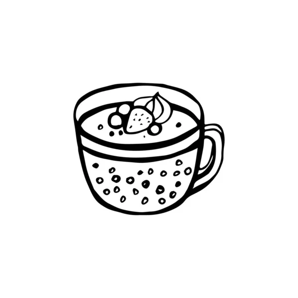 Bubble Milch Tea mit Tapioka-Perlen Illustration. niedliches handgezeichnetes Bobby-Tee-Getränk, helle und hübsche Vektor-Clip-Art. — Stockvektor