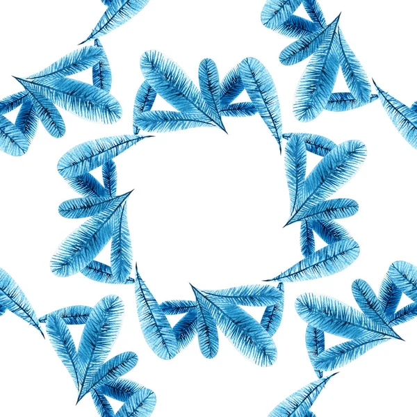 Aquarelle branches arbre de Noël motif sans couture. Texture peinte à la main avec des éléments naturels en aiguilles de sapin isolés sur fond blanc. Fond d'écran hiver . — Photo