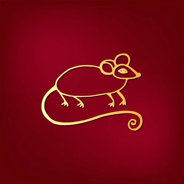 Kinesisk nytt år 2020 kort med abstrakt guld gränsen linje råtta zodiak och abstrakt textur på röd bakgrund vektor design — Stock vektor