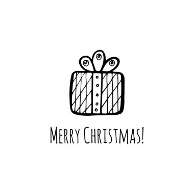 hediye kutusu - elle çizilmiş vektör illüstrasyon izole