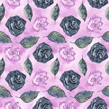 Güllerle suluboya kusursuz desen. Web sayfaları için arka plan, düğün davetiyeleri, tarih kartlarını kaydet.