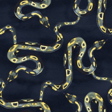 Suluboya desenli yılan, egzotik suluboya arka plan, yılan cadılar bayramı arka planı.