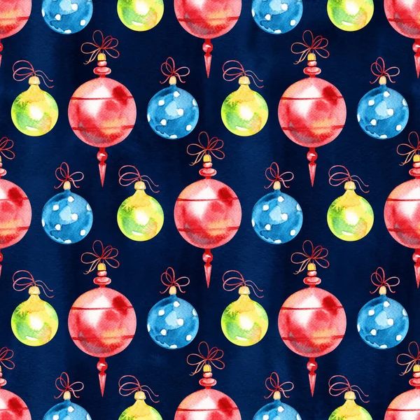 Seamless pattern with Christmas and New Year elements. Watercolor illustration — Stock Photo, Image