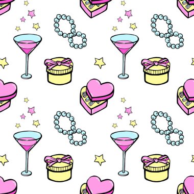 İnci kolyeli, kusursuz bir arka plan. vektör illüstrasyonu