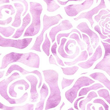 Güllerle suluboya kusursuz desen. Web sayfaları için arka plan, düğün davetiyeleri, tarih kartlarını kaydet.