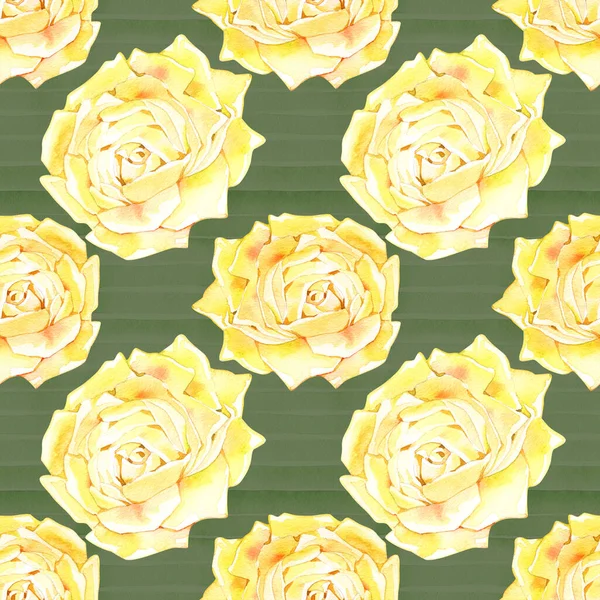 Seamless floral pattern with roses, watercolor illustration background. — Stock Photo, Image