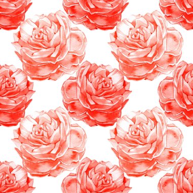 Gül desenli kusursuz çiçek deseni, suluboya resimleme arka planı.