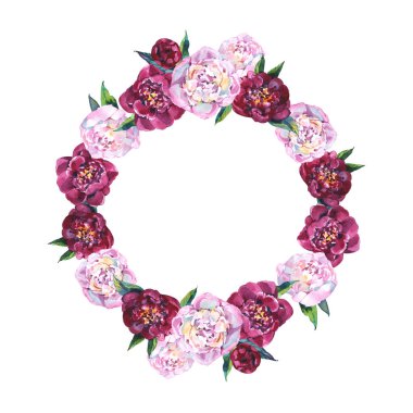 Şakayık çelengi, suluboya, kutlama kartı, düğün davetiyesi, doğum günü ve diğer tatil ve yaz arkaplanı olarak kullanılabilir