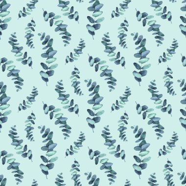 Yapraklı, kusursuz bitkisel desen. Suluboya çizimi