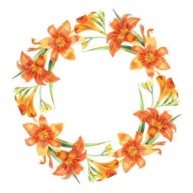 Beyaz arkaplanda turuncu zambaklar bulunan çiçek arkaplanı