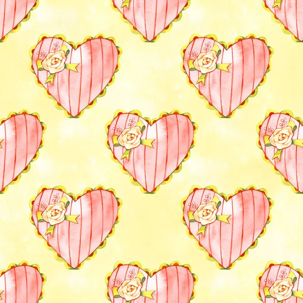 물감으로 칠 한 다채 로운 심장 무늬 — 스톡 사진
