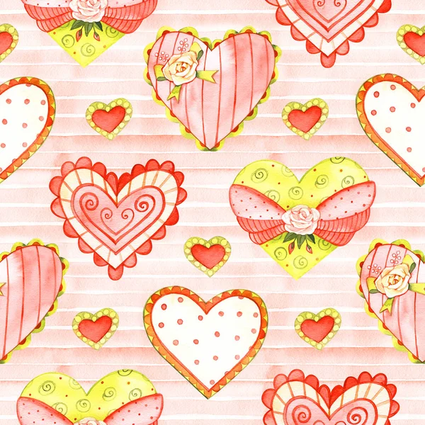 Бесшовный рисунок сердца. День святого Валентина фон иллюстрации. — стоковое фото