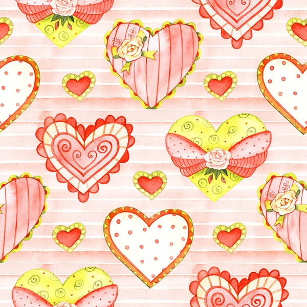 Heart seamless pattern. Valentines Day Illustration background.
