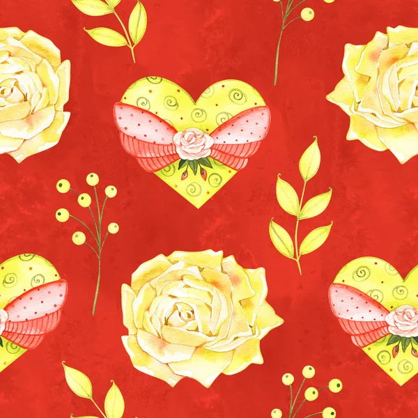 Seamless Roses Background. Watercolor vintage seamless pattern. — Stock Photo, Image