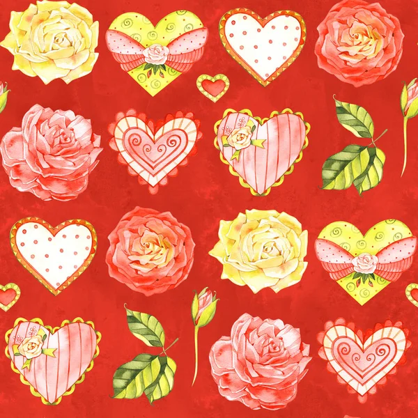Patrón sin costuras del corazón. Día de San Valentín Fondo de ilustración. — Foto de Stock