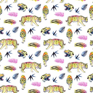 Ormanda suluboya desenli illüstrasyon. Suluboya çizimi.