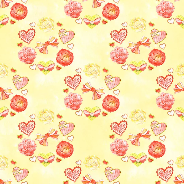 Heart seamless pattern. Valentines Day Illustration background. — Stock Photo, Image