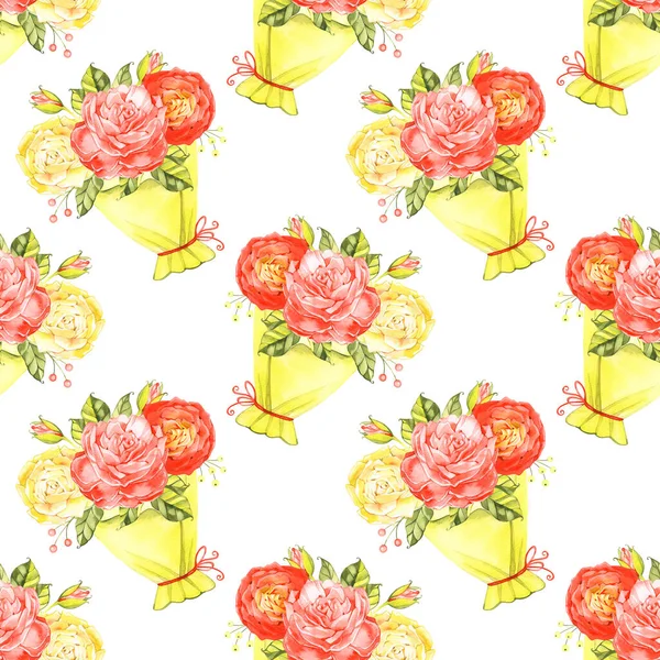 Seamless Roses Background. Watercolor vintage seamless pattern. — Stock Photo, Image